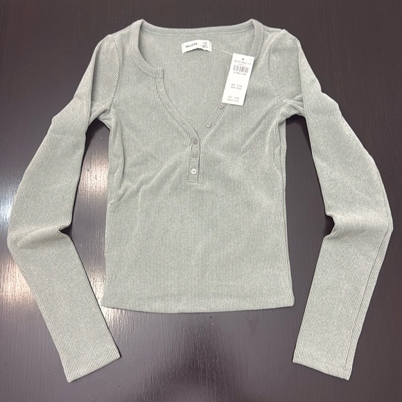 HOLLISTER COZY RIBBED SEAMLESS FABRIC HENLEY SIZE XXS LONG - Picture 1 of 5